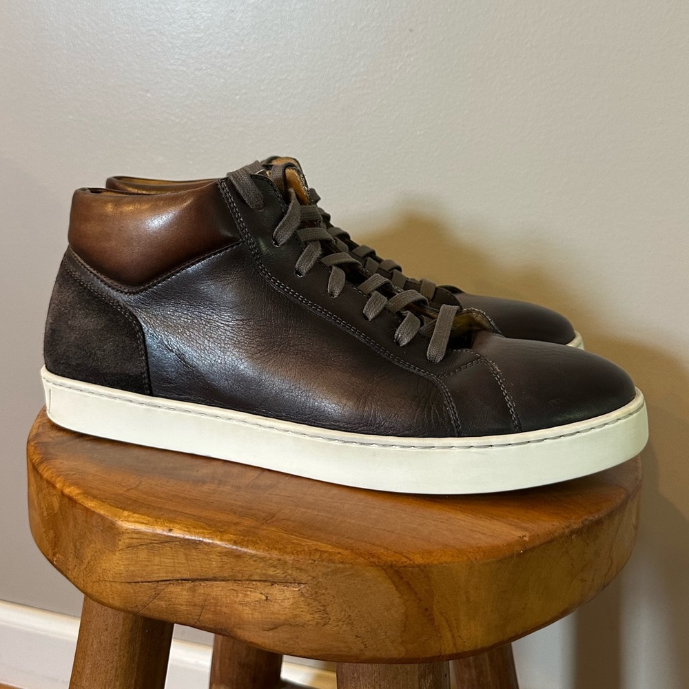 Magnanni Men's Brown Leather Sneakers Size 9.5